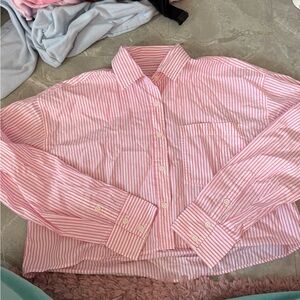 American Eagle Outfitters Pink and White Striped Shirt